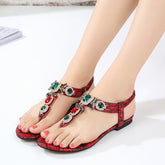 Crystal Rhinestone Flat Sandals