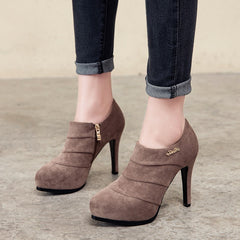 Urban Chic Waterproof Suede Platform Ankle Boots - Sleek Style with Luxurious Comfort
