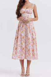 Strappy Sleeveless Printed Midi Bodycon Dress