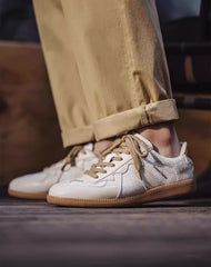 German Army Retro Cracked Moral White Versatile Men's Casual Shoes