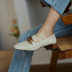 Eldora Low Heel Loafers with Chain Decoration