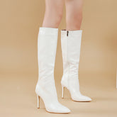 Pointed High Heel Side Zipper Mid-Calf Boots