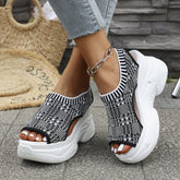 Knit Cutout Platform Sandals
