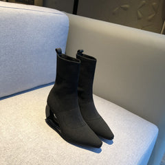 Chic Pointy Toe Elastic Ankle Boots - High Heel Elegance for Every Occasion