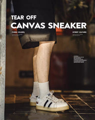 American Retro Destroyed Edge Breathable Thick-Soled Men's Canvas Shoes