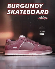 Burgundy Skateboard Embroidered Retro Sports Unisex Casual Shoes
