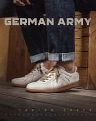 German Army Retro Cracked Moral White Versatile Men's Casual Shoes