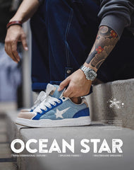 American Ocean Denim Star Thick-Sole Unisex Casual Shoes