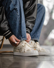 Cream Shell Bread Small White Breathable Men's Casual Shoes