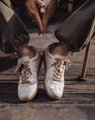 German Army Retro Cracked Moral White Versatile Men's Casual Shoes