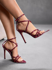 Combination Hollow Strap Buckle Sandals Heels