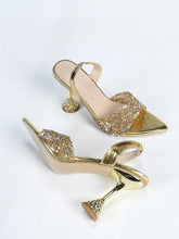 Beautiful Golden Rhinestone High Heels
