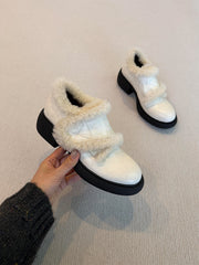 Thick-Fur Lined Small Leather Shoes