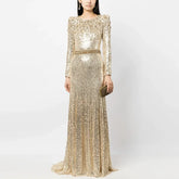 Round Neck Maxi Diamente Embellished Bodycon Dress