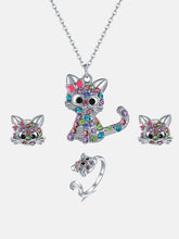 Crystal Rainbow Cat Jewelry Set