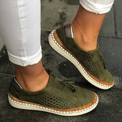 Fringe Tassels Slide Hollow-Out Round Toe Casual Women Sneakers