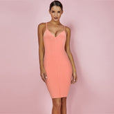 V Neck Sleeveless Plain Mini Bandage Dress