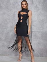 High Neck Sleeveless Maxi Tassels Bandage Dress