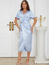 V Neck Diamente Embellished Midi Bodycon Dress