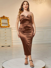 Plus Size Strapless Midi Slit Bodycon Dress