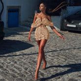 Off Shoulder Short Sleeve Sequined Mini Bodycon Dress