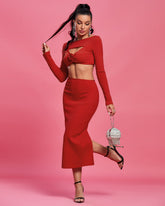 Round Neck Exposed Waist Bandage Set