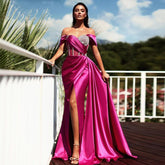 Off Shoulder Short Sleeve Rhinestone Maxi Bodycon Dress