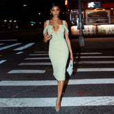 Short Sleeve Midi Hollow out Bodycon Dress