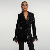 V Neck Long Sleeve Sequins Mini Bodycon Dress KLYF811