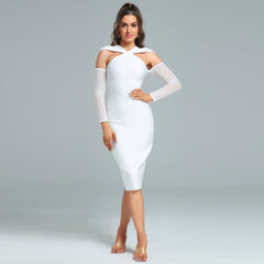 Long Sleeve Hollow out Midi Bandage Dress