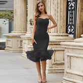 Strapless Fishtail Over Knee Bandage Dress