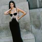 Strappy Sleeveless Maxi Drill Chain Bodycon Dress