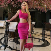 Square Collar Sleeveless Exposed Waist Bodycon Set