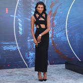 V Neck Sleeveless Maxi Hollow out Bodycon Dress