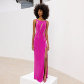 Round Neck Sleeveless Diamente Embellished Maxi Bandage Dress