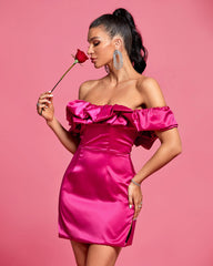 Off Shoulder Distinctive Mini Dress
