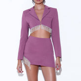 V Neck Diamente Embellished Bodycon Set