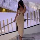 Strappy Exposed Waist Bandage Dress