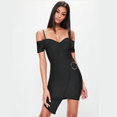 Strappy Short Sleeve Mini Bandage Dress HK017