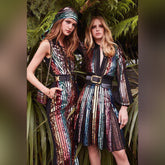 Round Neck Sleeveless Sequined Maxi Bodycon Dress HT0528