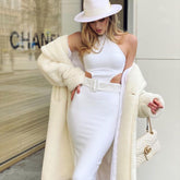 High Neck Sleeveless Cut Out With Belt Bandage Dress