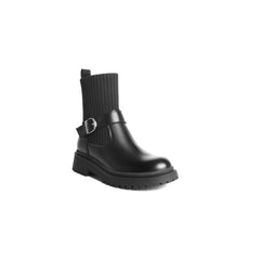 Buckle Design Knitted Tube Chelsea Boots
