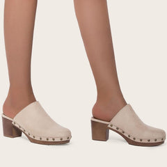 Chunky Heeled Mule Clogs Pumps