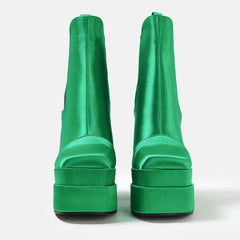 Chunky High Heel Platform Zipper Chelsea Boots Platform Chunky Heeled Ankle Boots