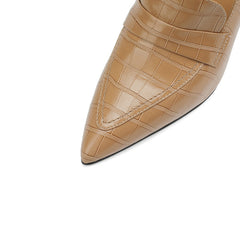 Gloria Apricot Pointed Toe Loafer Heels