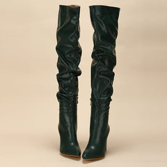 Chunky Heeled Side Zip Slouchy Boots