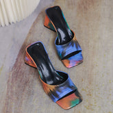 Amber Open Toe Heeled Mules Slides Sandals