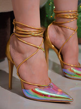 Iridescent Clear Lace-up Heels