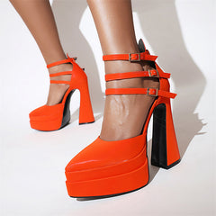 Foster Orange Platform Heels
