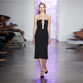 Strapless Sleeveless Hollow Out Over Knee Bodycon Dress SP022